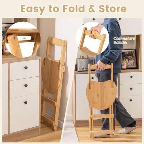 Bar Stool Foldable Bamboo Kitchen Stool with Back Support Bar Chair Portable — image 6