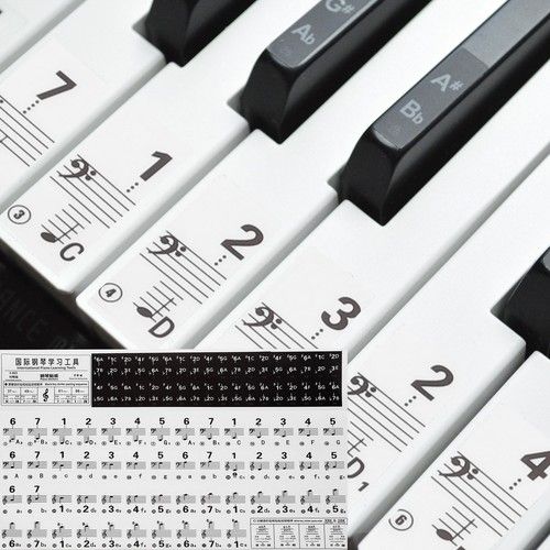 Piano Key Stickers for 88/61/54 Keys, Keyboard Sticker Piano Notes Guide