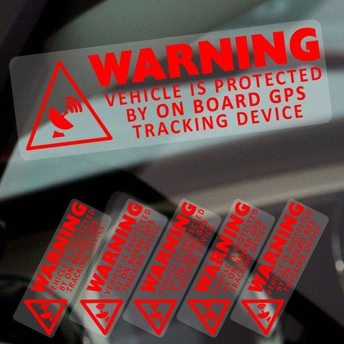 5 x On Board GPS Tracking Device Security Stickers Car Alarm Tracker Warning Red