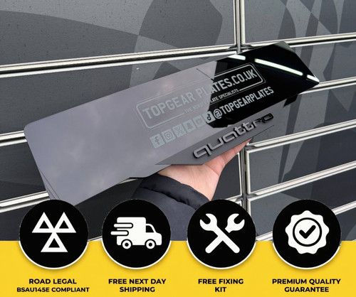 Audi Quattro Number Plate Car Surround Holder Frame – Premium Raised Logo Design
