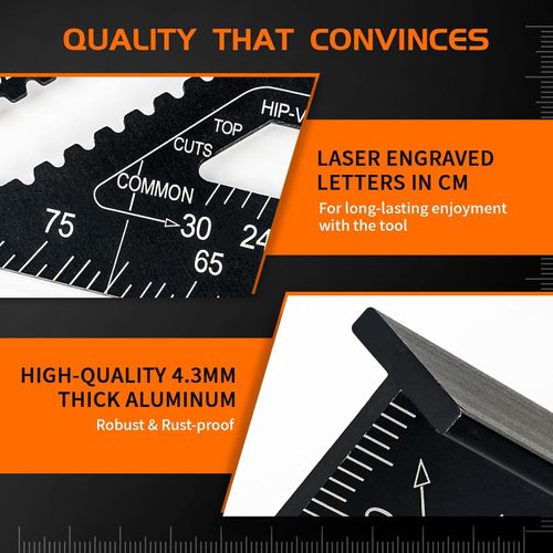 30CM 12" ROOFING SPEED SQUARE ALUMINIUM RAFTER ANGLE MEASURE TRIANGLE GUIDE TOOL — image 5
