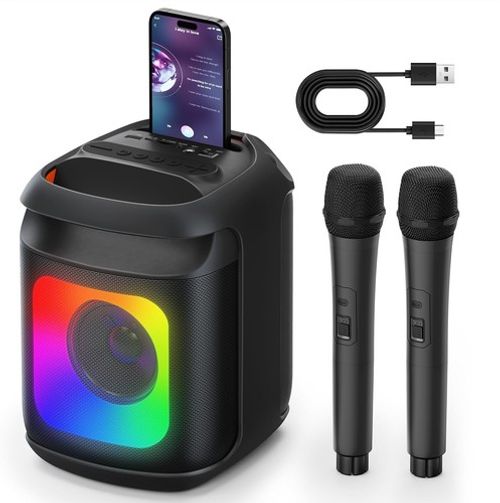 Karaoke Machine 2 Microphones: Portable Karaoke Machine for Adults Kids - Blueto