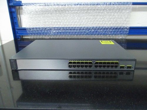 Cisco Catalyst WS-C3750V2-24PS-S 24 Port PoE Switch With Rackmounts.