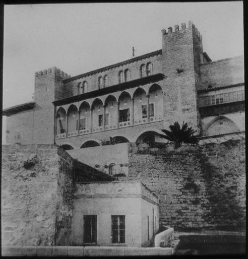 Glass Magic Lantern Slide PALMA THE ALMUDAINA PALACE C1910 PHOTO SPAIN MAJORCA