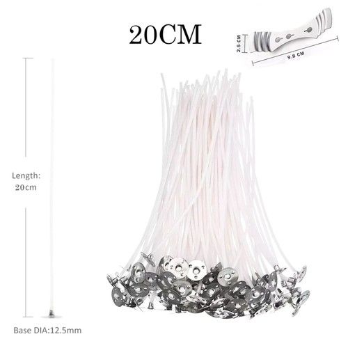 CANDLE WICKS PRE WAXED WITH SUSTAINERS LONG TABBED FOR CANDLE MAKING CRAFT UK