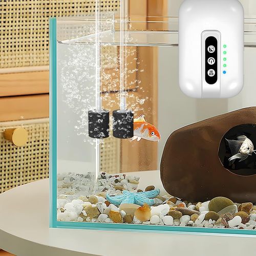 Silent Aquarium Oxygen Pump Air Pump Fish Tank Twin Outlet Valve Accessories UK — image 3