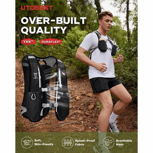 UTOBEST BLACK RUNNING HYDRATION VEST BACKPACK BAG 5L INCLUDES BLADDER — image 7