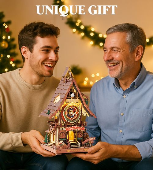 ROKR 3D Wooden Puzzle Cuckoo Clock Mechanical DIY Model Kit Home Decor Xmas Gift — image 10