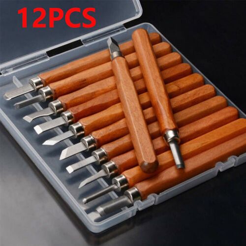 12PCS For Woodworking Carving Hand Chisel Kit Wood Working Professional Tools — image 1