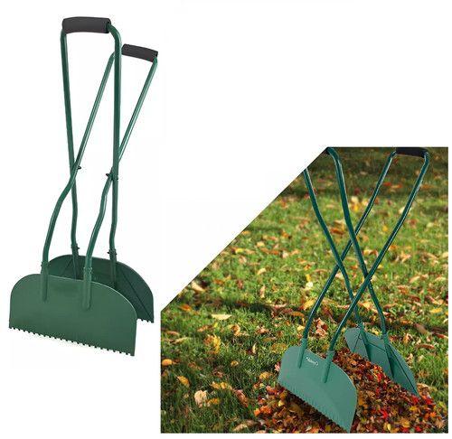 Long Handled Leaf Grabber Debris Collecting Rake Garden Leaves Collecting Scoops