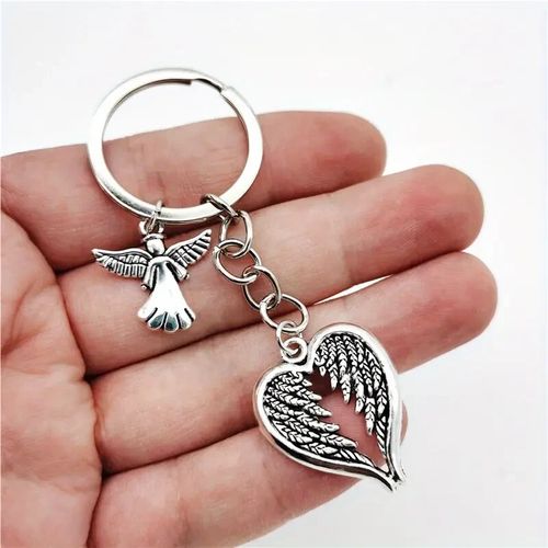 Guardian Angel Charm Feather Wings Charm Keyring Alloy Keychain Memorial Gift — image 3