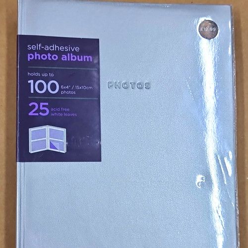 Self-Adhesive Silver Book Bound Photo Album Holds 100 6x4in 25 Acid Free
