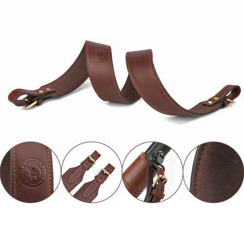 TOURBON Hunting Rifle Sling Gun Leather Carry Shoulder Strap Adjustable Brown UK — image 18