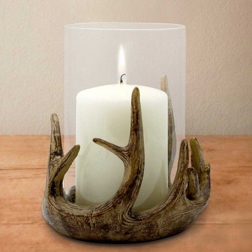 Antler Tealight Pillar Glass Candle Tea Light Holder Christmas Decoration Gift 