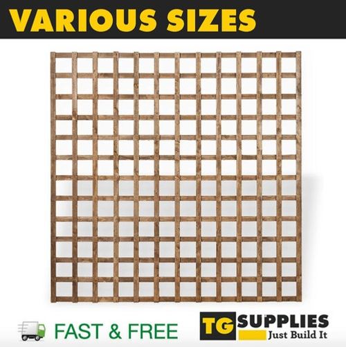 Rigid Wooden Timber Garden Trellis Fence Panels Golden Brown Treated All Sizes