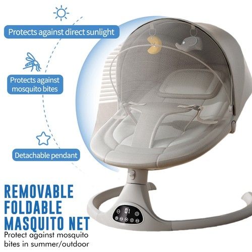 Electric Baby Swing Infant Cradle Bouncer Rocker Chair Music Remote Bluetooth^
