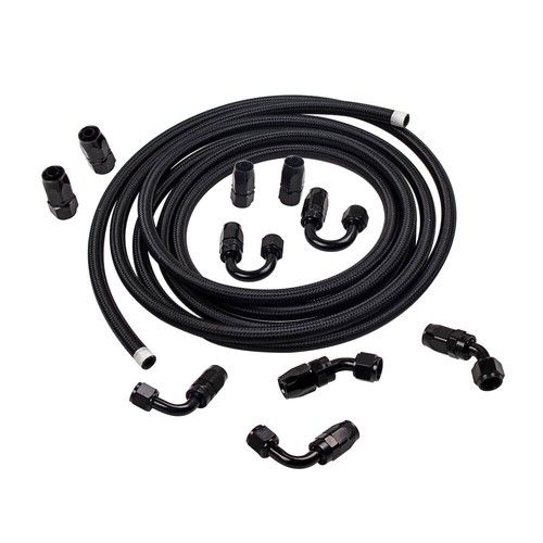 5M AN8 8AN 16Ft Steel Nylon Braided Oil Fuel Line Hose Fitting End kits