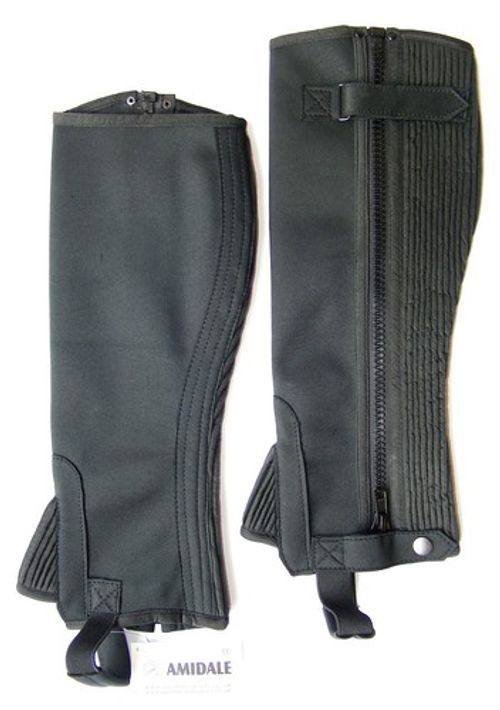 HALF CHAPS HORSE RIDING EQUESTRIAN BLACK AMARA SMALL / MEDIUM / LARGE / XL BNWT