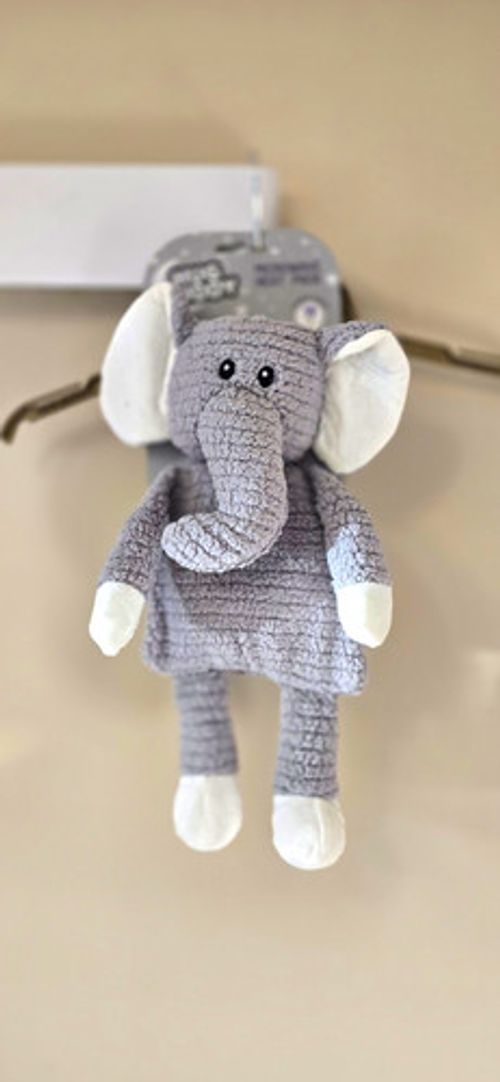 Microwavable Heat Pack Elephant Plush Soft Toy, Grey/White, Polyester 0+