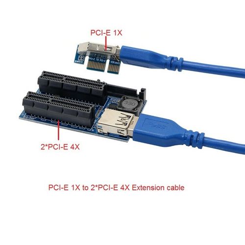 PCIE PCI-Express X1 to Dual 4X Adapter Extension cable Riser Cable PCIe x4 x8X16 — image 1