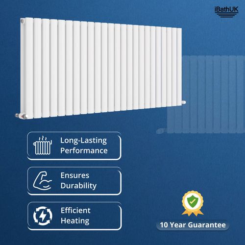 Radiator Horizontal Double Panel Oval Column Designer Central Heating White Rad — image 8