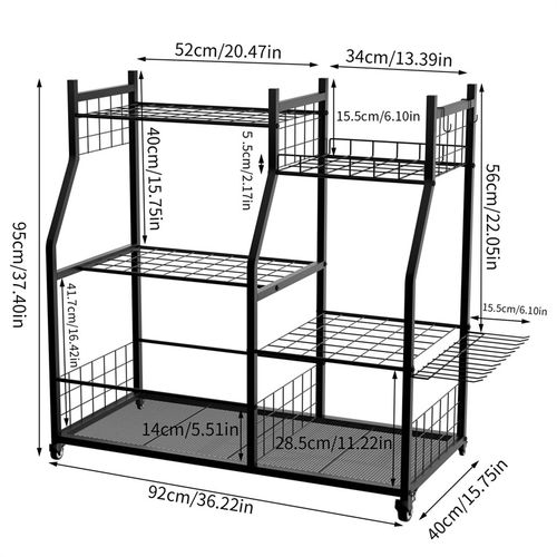 Garden Tool Organizer with Lockable Wheels Heavy Duty Garage Tool Storage Basket — image 10