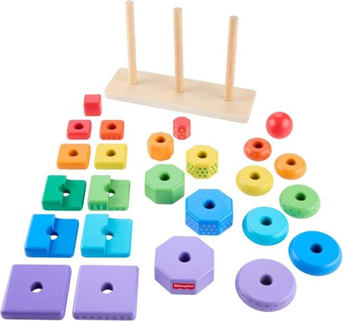 Fisher-Price Wooden Stacking Shape Sorter Toddler Toy 26 Pieces 18+ Months — image 4