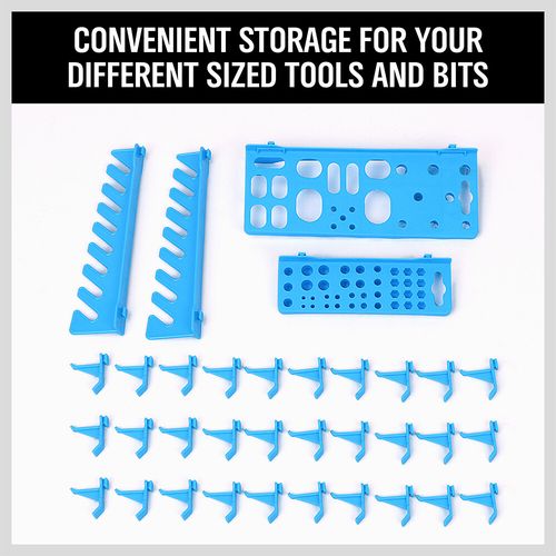 64 Pcs Storage Bin Rack Wall Mounted Tools Parts Garage Shop Shelving Organiser — image 6