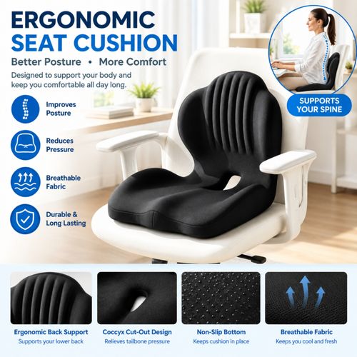 Ergonomic Memory Foam Coccyx Seat Cushion Office Car Chair Support Pad — image 1