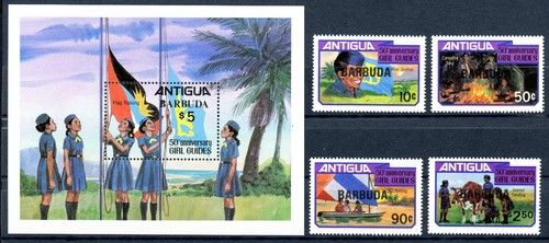 Barbuda 594-597 + Block 63 MNH Boy Scouts #IM009