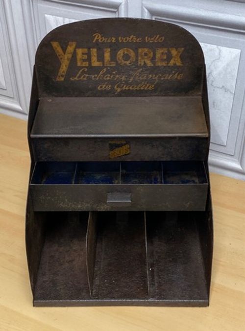Vintage French YELLOREX bicycle chain display cabinet