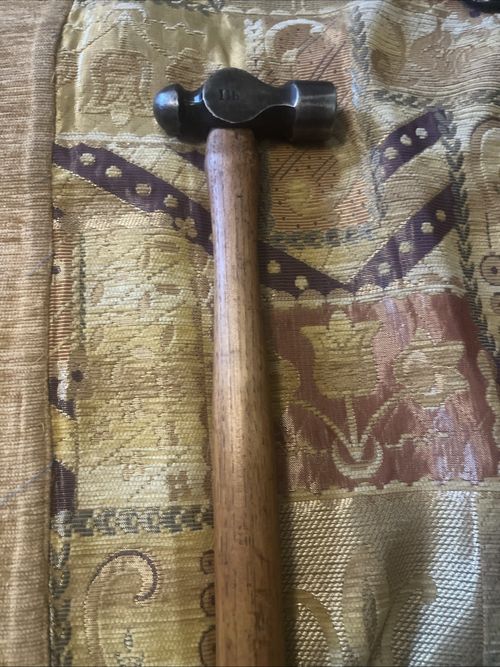 Vintage Snail Brand England Ball Pein Hammer Wooden Handle Engineering Tool — image 5