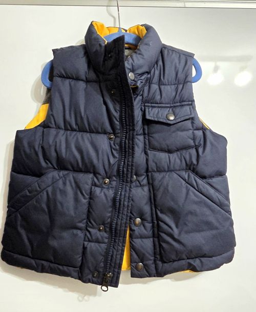 babyGap Puffer Vest Full Zip Pockets Stand-Up Collar Navy/Yellow 2-3Y — image 1