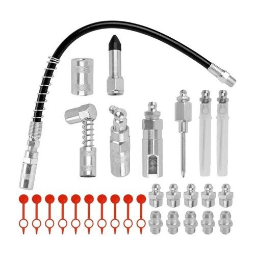 Lubrication Adapter Nozzle & Dispenser Kit 90 Degree Angle Metal Grease Coupler