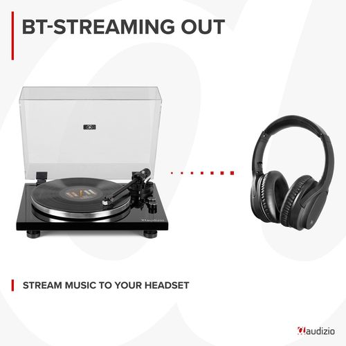 Premium Vinyl Record Player Turntable with Bluetooth In Out Piano Black - Toledo — image 5