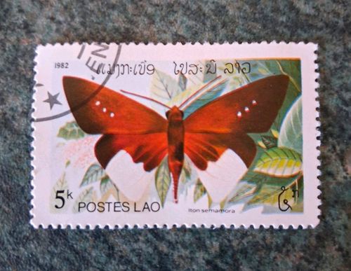 Laos 1982 5k Butterfly Postage Stamp Used Multi-Coloured Decimal — image 1
