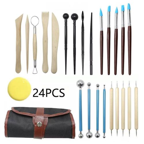 24 PCS Clay Sculpting Tools Kit - Art Pottery Polymer Ceramic Modeling Carving — image 1