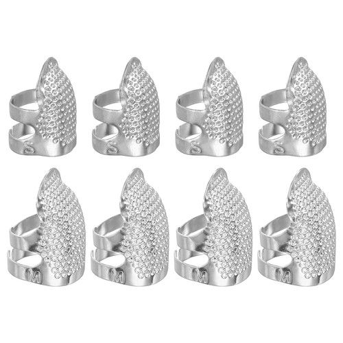 Sewing Thimble, 8 Pcs Metal Thimbles Adjustable for Hand Sewing, Silver
