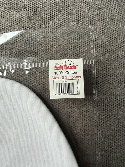 SoftTouch White Solid Beanie Hat 100% Cotton Unisex Baby 0-3 Months — image 3