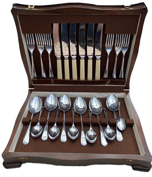 Vintage Sheffield Canteen Dessert Cutlery Set - Firth Stainless & Chrome Plate