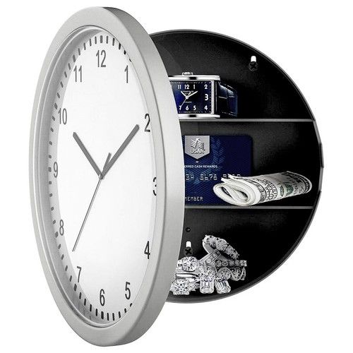 Secret Wall Clock Safe Hidden Compartment Stash Box Jewellery Cash Storage Gold
