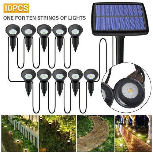 Solar Powered 10 LED Spot Lights Outdoor Landscape Garden Spot Light Lamp UK