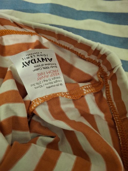 ANYDAY John Lewis 2pc Baby Pyjama Set 18-24M Jersey Long Sleeve Stripe Cosmic — image 3