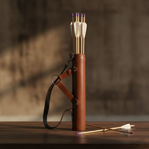 Archery Back  Arrow Quiver Genuine Leather Arrow Holder Traditional Hunting