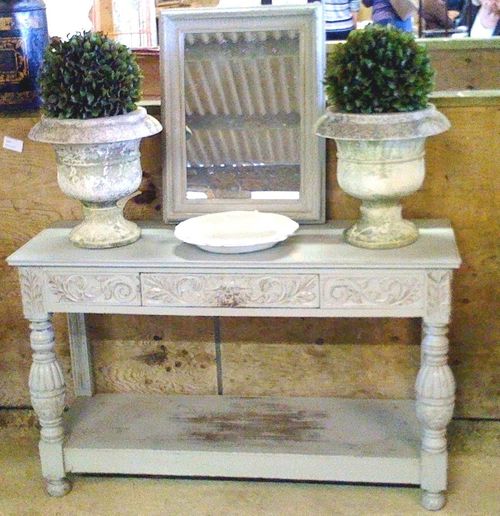 French Antique Painted Console Table TV Stand Sideboard  With Drawer — image 1