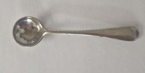 Pretty Little Silver Plate Mustard Pot, Glass Insert And Spoon — image 7