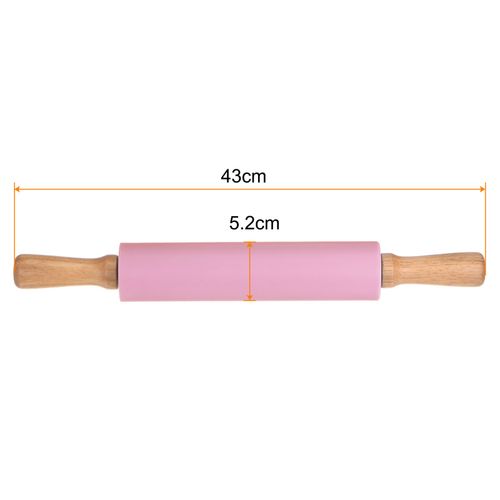 17" Wooden Handle Silicone Rolling Pins KITCHEN BAKING Non Stick Rolling Pin — image 2