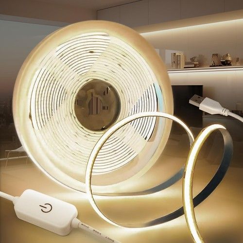 KSIBNW 5V USB COB LED Strip Lights, 3M/9.84ft Dimmable Led 3M, Natural White