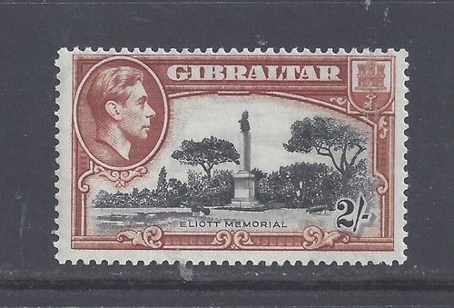 GIBRALTAR GVI 1938 2s BLACK AND BROWN   PERF 14 MINT LIGHTLY HINGED    SG 128