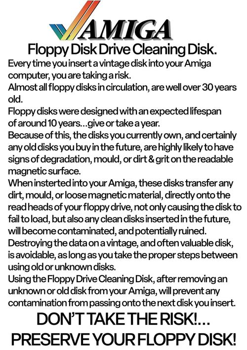 3.5" FLOPPY DISK DRIVE CLEANER - AMIGA -INTERNAL/EXTERNAL FLOPPY DRIVE SERVICE- — image 2
